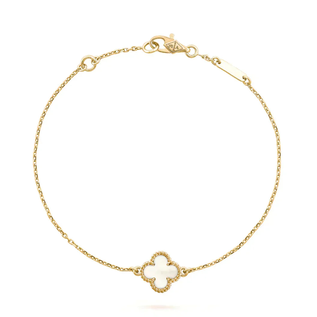 ¡®Aura Jewels¡¯CLOVER WHITE MOP SINGLE FLOWER BRACELET
