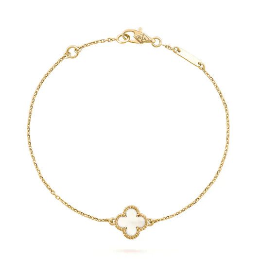 ¡®Aura Jewels¡¯CLOVER WHITE MOP SINGLE FLOWER BRACELET