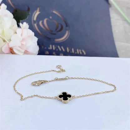 ¡®Aura Jewels¡¯CLOVER ONYX SINGLE FLOWER BRACELET