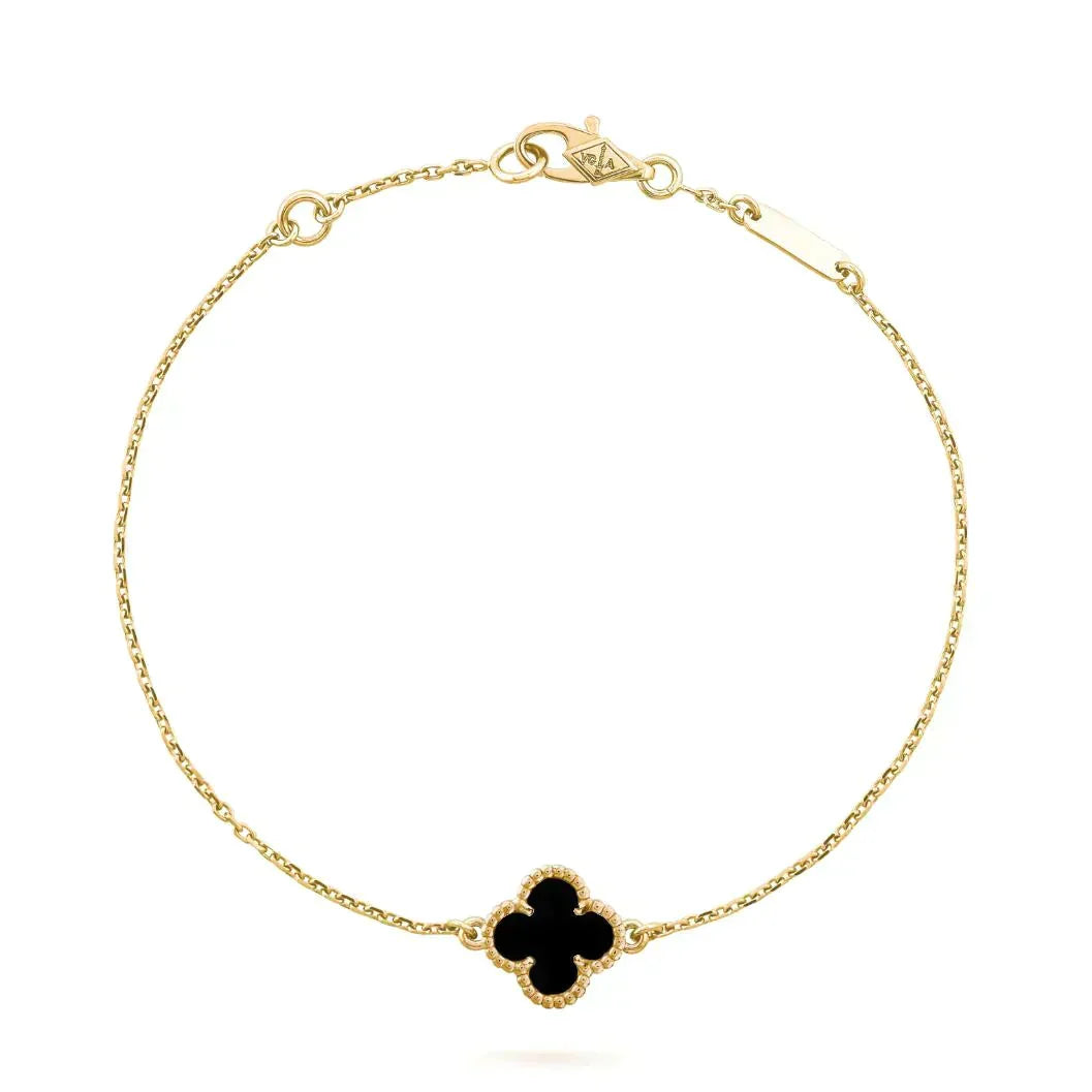 ¡®Aura Jewels¡¯CLOVER ONYX SINGLE FLOWER BRACELET