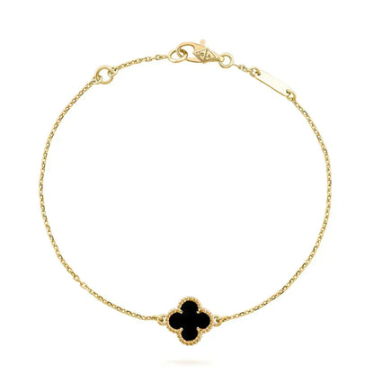 ¡®Aura Jewels¡¯CLOVER ONYX SINGLE FLOWER BRACELET