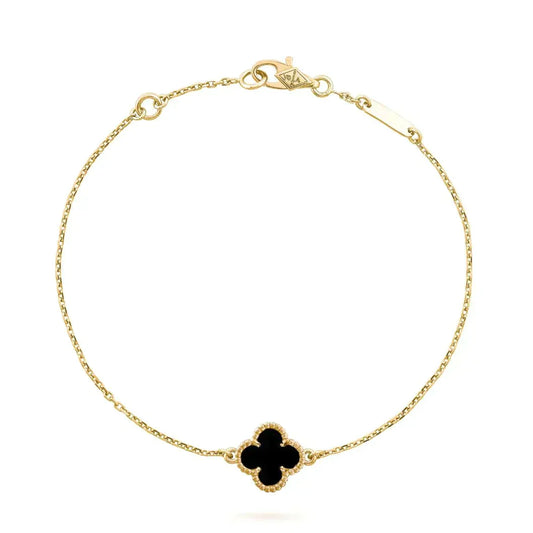 ¡®Aura Jewels¡¯CLOVER ONYX SINGLE FLOWER BRACELET