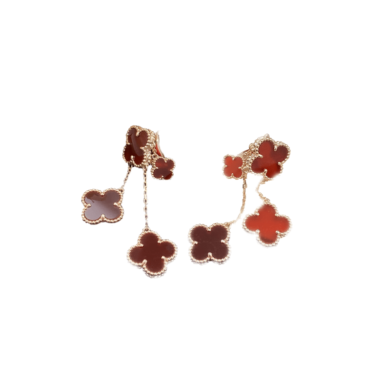 ¡®Aura Jewels¡¯CLOVER EARRINGS CARNELIAN 4 MOTIFS PINK GOLD