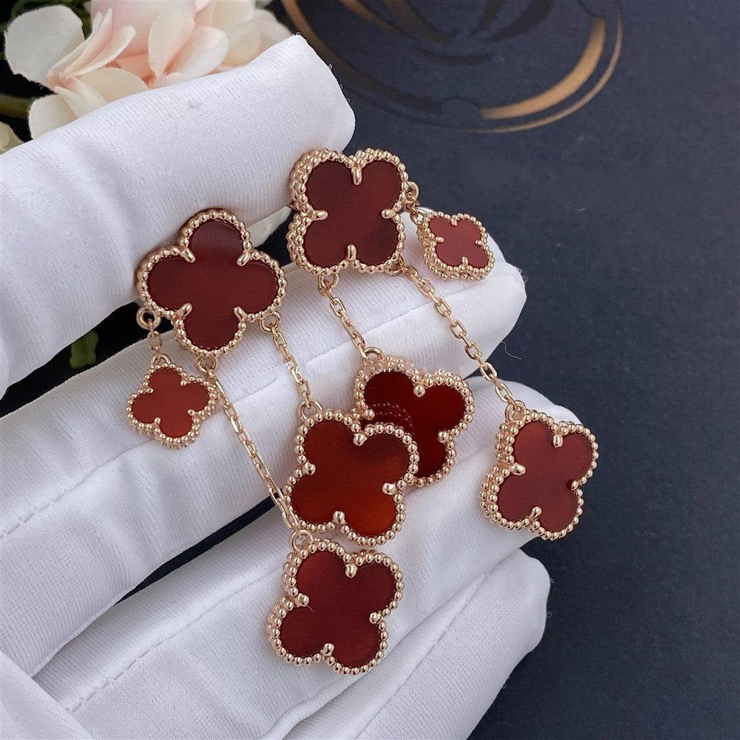 ¡®Aura Jewels¡¯CLOVER EARRINGS CARNELIAN 4 MOTIFS PINK GOLD