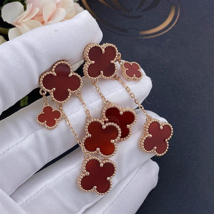 ¡®Aura Jewels¡¯CLOVER EARRINGS CARNELIAN 4 MOTIFS PINK GOLD