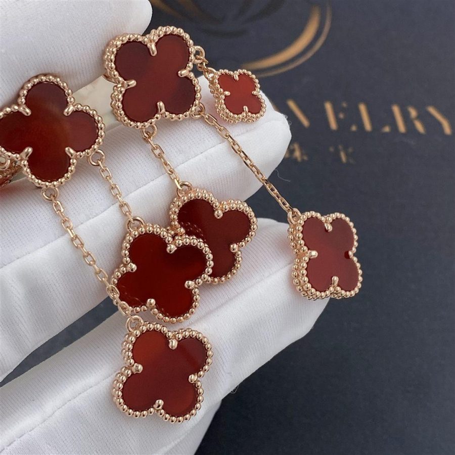 ¡®Aura Jewels¡¯CLOVER EARRINGS CARNELIAN 4 MOTIFS PINK GOLD