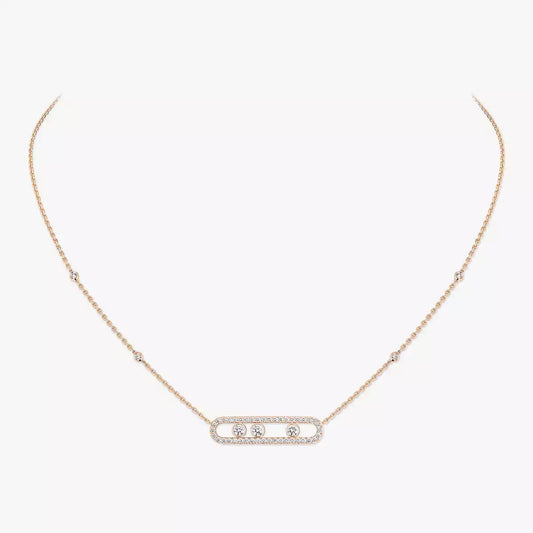 [Aura Jewels] Move Pave_ Rose Gold Diamond Necklace