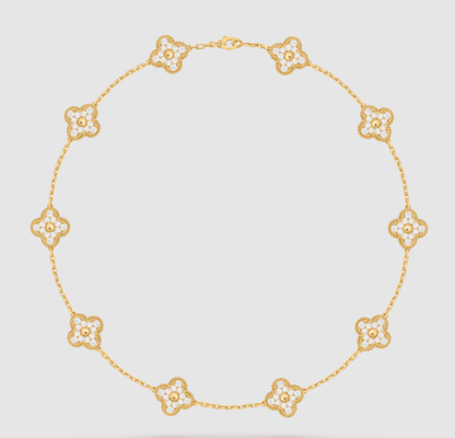 [¡®Aura Jewels¡¯]CLOVER 10 MOTIFS FULL DIAMOND NECKLACE