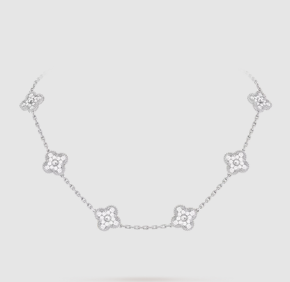 [¡®Aura Jewels¡¯]CLOVER 10 MOTIFS FULL DIAMOND NECKLACE