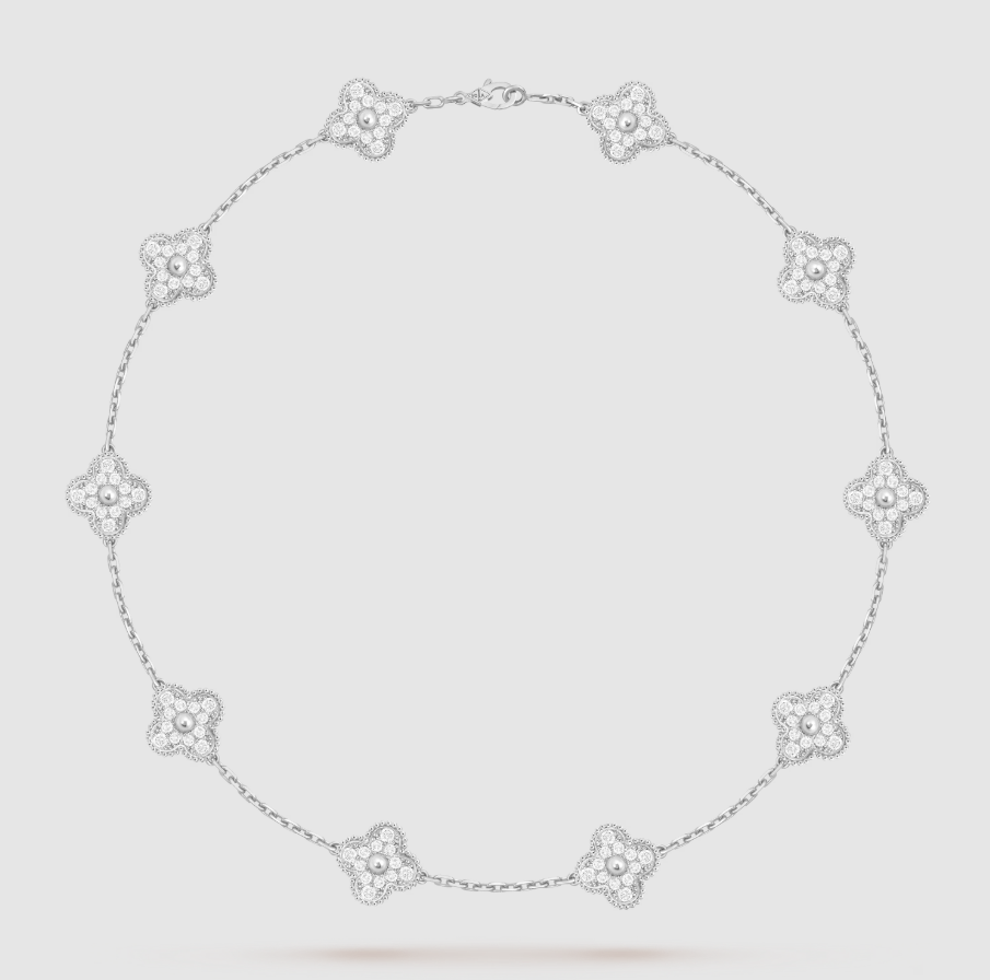 [¡®Aura Jewels¡¯]CLOVER 10 MOTIFS FULL DIAMOND NECKLACE