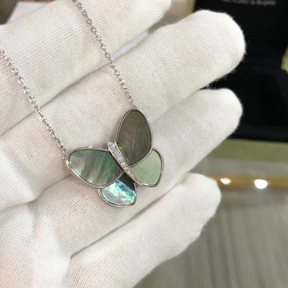 ¡®Aura Jewels¡¯LARGE BUTTERFLY SILVER PENDANT DIAMOND NECKLACE