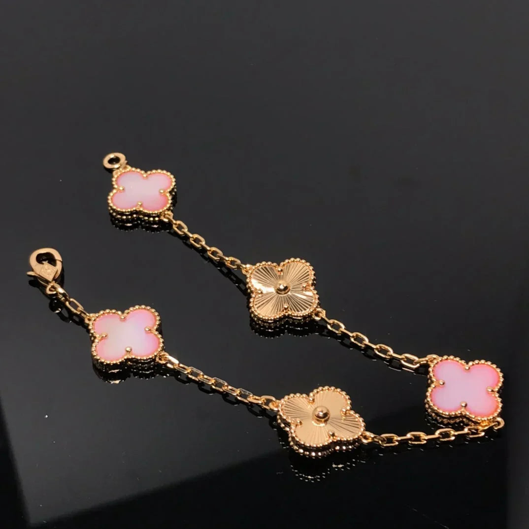 [Aura Jewels]New  CLOVER 5 MOTIFS  PINK MOP BRACELET COLLECTION