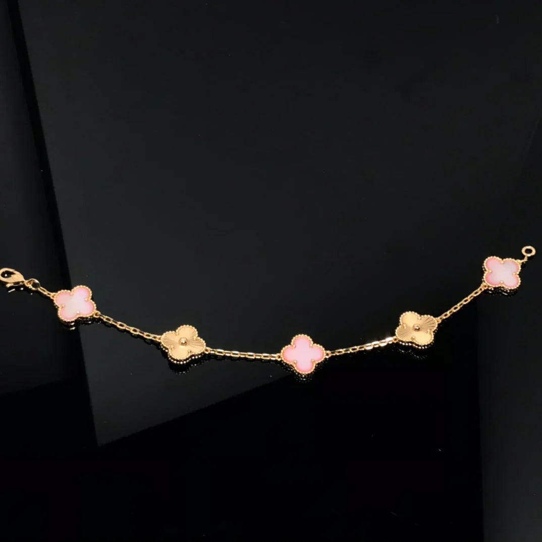[Aura Jewels]New  CLOVER 5 MOTIFS  PINK MOP BRACELET COLLECTION
