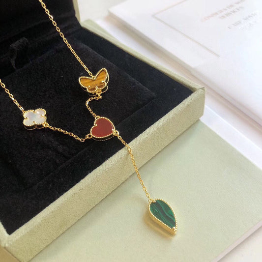 ¡®Aura Jewels¡¯LUCKY SPRING 4 MOTIFS ROSE GOLD NECKLACE