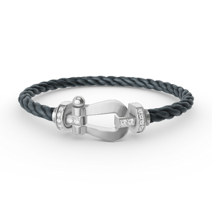 ¡®Aura Jewels¡¯FORCE LARGE HORSESHOE HALF DIAMOND BRACELET SILVER