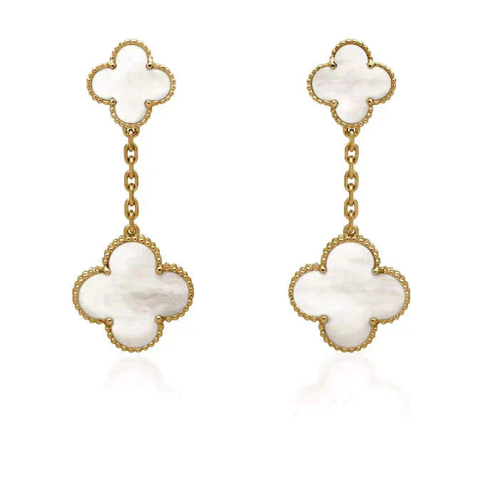 ¡®Aura Jewels¡¯CLOVER 2 MOTIF WHITE MOP EARRINGS
