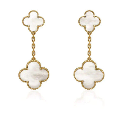 ¡®Aura Jewels¡¯CLOVER 2 MOTIF WHITE MOP EARRINGS