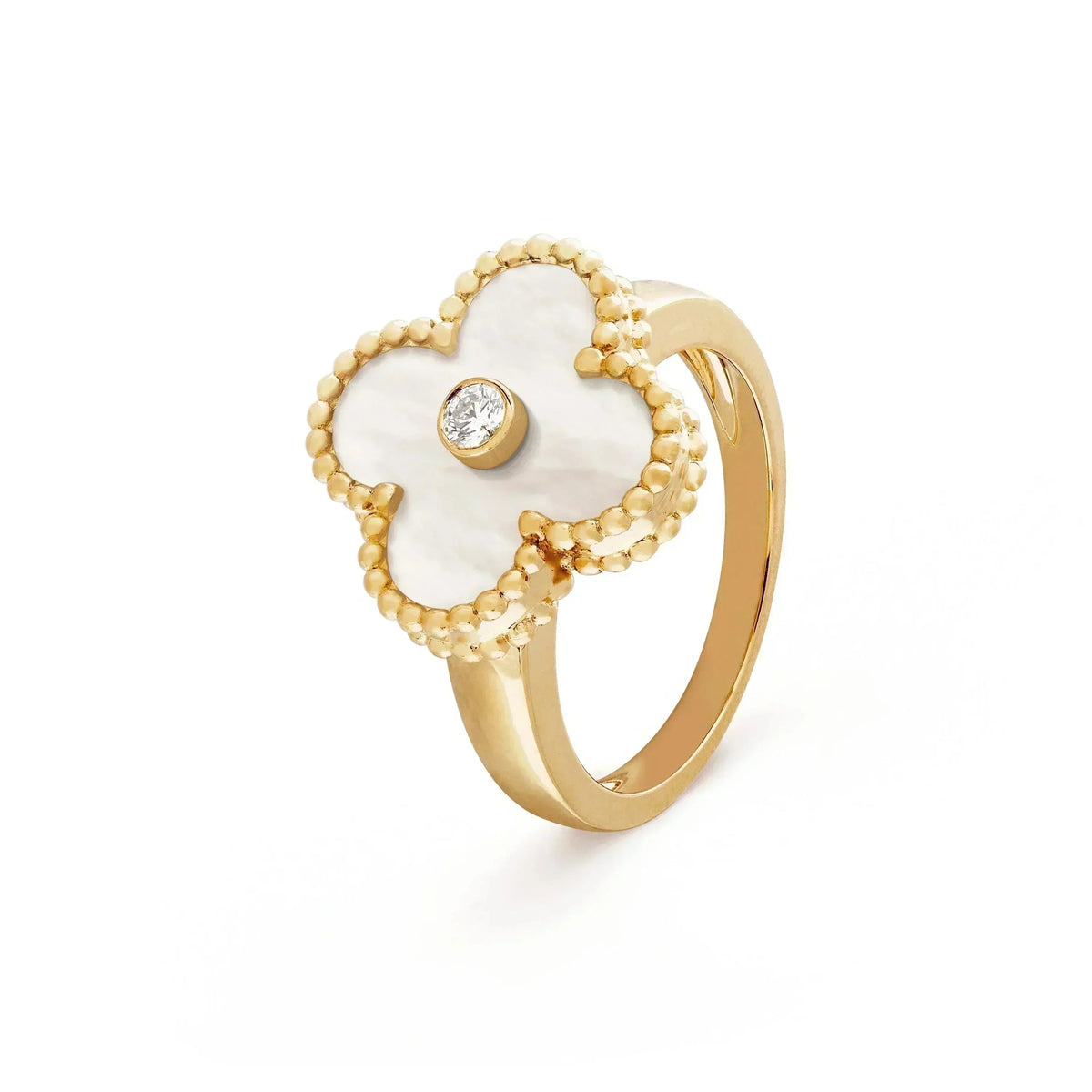 ¡®Aura Jewels¡¯CLOVER PINK MOP RING GOLD DIAMOND