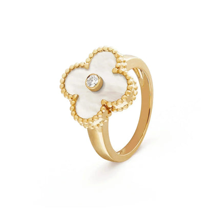 ¡®Aura Jewels¡¯CLOVER PINK MOP RING GOLD DIAMOND